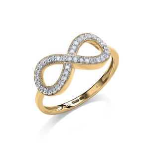 Anello infinito 0,20 carati F/SI taglio tondo diamante micro set oro rosa 9 ct - Foto 1 di 8