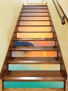 3D Sunset Ocean 587 Stair Risers Decoration Photo Mural Vinyl Decal Wallpaper - Picture 1 of 5