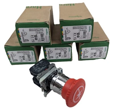 5 Schneider XB4AEQ4020S1 interruptor de botão vermelho com montagem em painel 2-NC 22mm NOVO - Imagem 1 de 4
