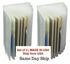 Plastic Wallet Insert Set of 2 ID-Card Picture Holder Trifold for Mens 12 Pages - Picture 1 of 3