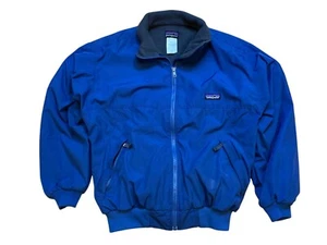 Vintage Patagonia 90s Blue Fleece-Lined Nylon Bomber Jacket With Full Zip & Ribb - Picture 1 of 9