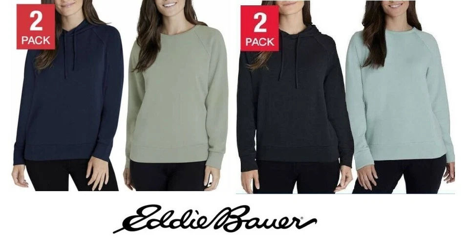 Eddie Bauer Women's 2-Pack Comfort Combo, Hoodie & Crewneck, NEW - Image 1 of 1