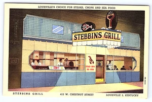 LOUISVILLE Kentucky Stebbins Grill Diner Leinen Postkarte C967 - Bild 1 von 2