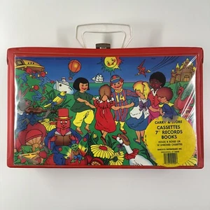 VTG Baroco Carry Store Case See Hear Read Books 7” Records Cassettes Red 1984 - Picture 1 of 10
