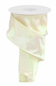 Iridescent Dupioni Silk Ribbon, Iridescent Cream, Wired Edge, 2.5" Wide X 10 Yar - Picture 1 of 1