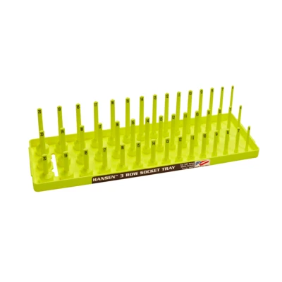 HANSEN GLOBAL Hansen 3/8" Socket Organizer Tray Holder Metric 3 Row MM Shallow Deep Yellow