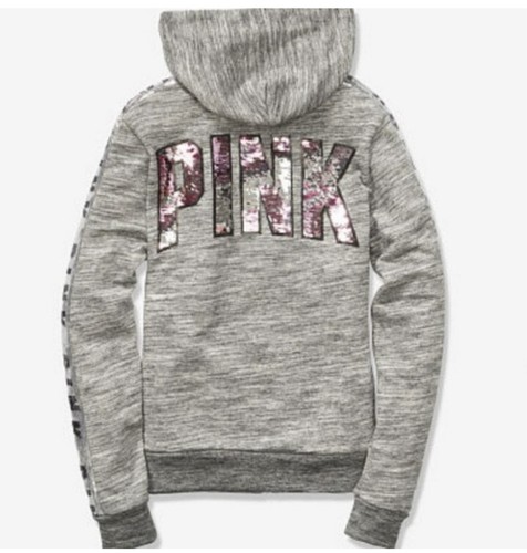 UNDERCOVER Felpa con cappuccio e zip intera Victoria's Secret ROSA Graphic Bling perfetta taglia M