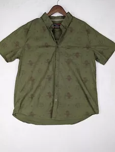 Camicia uomo Troll Co. con bottoni taglia grande verde teschio incudine manica corta - Foto 1 di 8