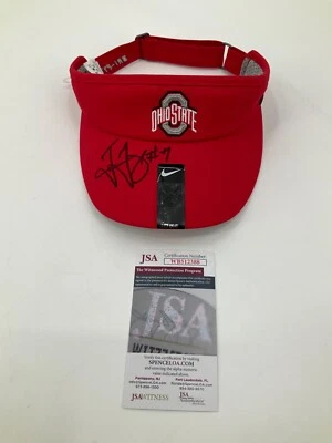 TED GINN JR。 签名红色俄亥俄州贝基斯耐克VISOR JSA证人真品证明 — 第 1/4 张图片