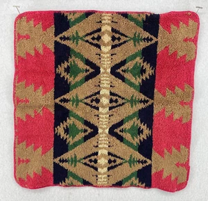 RALPH LAUREN Hand Towel Southwestern Terrycloth Cotton Red Blue VTG 13 x 13 in - Picture 1 of 11