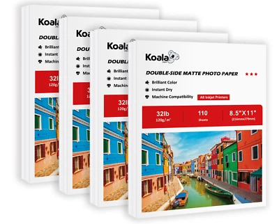 440 Sheet Koala Inkjet Photo Paper 8.5x11 32 lb Double Sided Matte 120g Brochure - Image 1 of 4