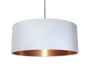 Paralume in tessuto grigio fatto a mano *6 fodere metalliche spazzolate* rame bronzo - Foto 1 di 25