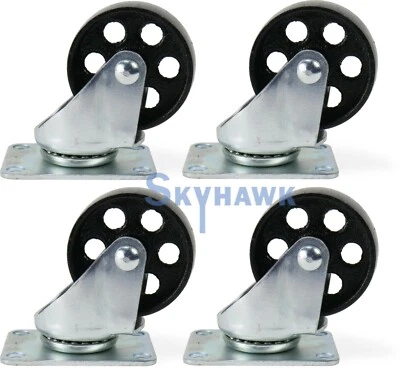 CAL-HAWK 4-Pc. 3" 350-lb-Capacity All-Steel Wide Wheel Swivel Top Plate Casters