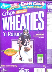 Crispy Wheaties n Raisins 1998 Walter Payton Chicago Bears disco de carrera vacío - Imagen 1 de 8