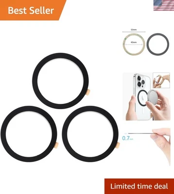 Effortless Installation: Universal Magnetic Ring Adapters for Smartphones, 3 Pcs - Image 1 of 4