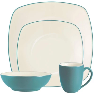Colorwave Turquoise 4-Piece Place Setting, Square Shape - Image 1 of 4