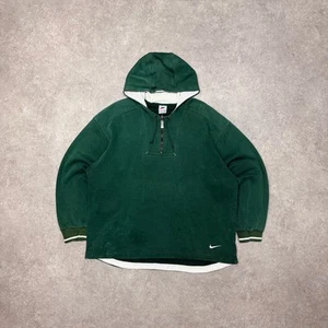 Vintage Nike Small Logo Quarter Zip Green Hoodie (L) - Picture 1 of 1