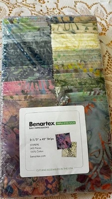 Fabric Strips Benartex STIPRPK 40 pc Strip 2.5" x 42" Bali Impressions Strip-pie - Image 1 of 2