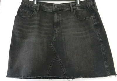Старый темно-черный стирка джинсовой ткани мини юбка размер 16 - Изображение 1 из 4