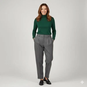 Giorgio Sant Angelo 100 % reine Wolle grau Nadelstreifen Plissee Hose Größe 14 - Bild 1 von 8