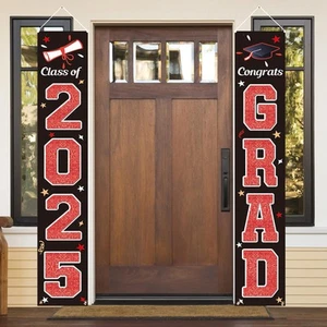 Graduation Decorations Class of 2025, Red & Black Congrats Grad Banner Hangin... - Picture 1 of 9