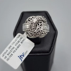 Anillo de filigrana 925 de plata de ley Sarda Bali talla 8 nuevo con etiquetas - Imagen 1 de 9