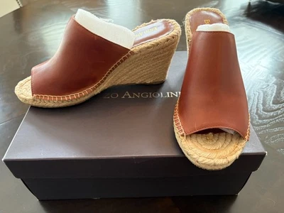 Sandalia de cuña alpargata de cuero marrón Eadakan ENZO ANGIOLINI - TALLA 8 NUEVA con caja Foto 1 de 4