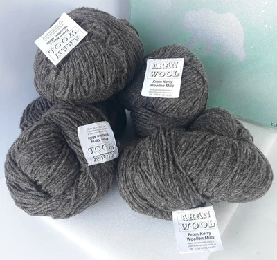 Kerry Woollen Mills Aran Yarn 200g 365yds each 4 Skeins Brown 100% New Wool - Image 1 of 4