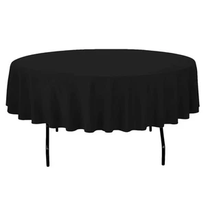 5 pc 90" Round Cloth Fabric Linen Tablecloth - Black - Wedding Restaurant kc - Picture 1 of 8