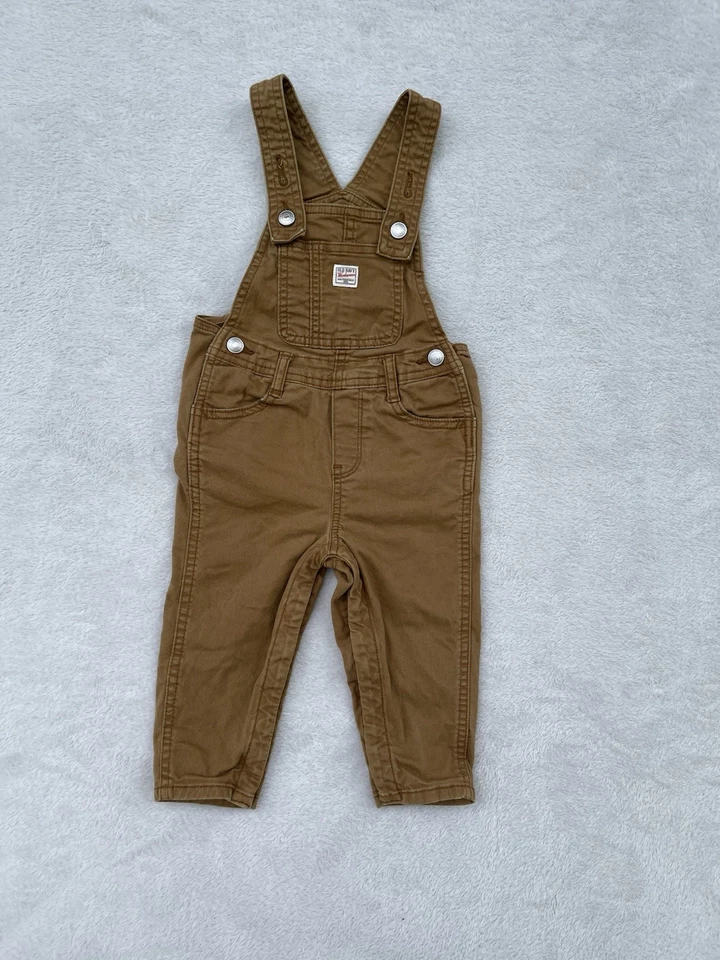 Usado en Excelente Condición Infantil Niño Antiguo Azul Marino Caqui Ropa de Trabajo General Babero Cierre a Presión 18-24 M Foto 1 de 4