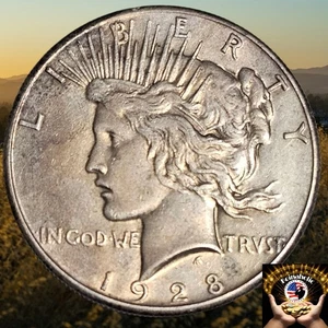 1928 P Peace Silver Dollar KEY DATE AU-BU, Nice Luster, Toning With Eye Appeal - Picture 1 of 8