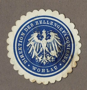 Siegelmarke Preußen / Schlesien: DIREKTION DES ZELLENGEFÄNGNISSES WOHLAU (Wołów) - Bild 1 von 1