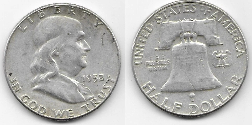 1952 Franklin half dollar 50 cents 50c fine F Philadelphia - Image 1 of 1