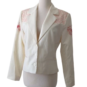 Sage West Texas Womens Blazer Cream Embroidered Butterfly Top Sz 8 Cowgirl $310 - Picture 1 of 13