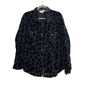 Roper Long Sleeve Button Up Women's 1X Black Floral Velvet Burnout Western Rodeo - Picture 1 of 11