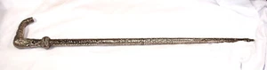 Unusual All Silver Plate Walking Cane with Large Handle - Picture 1 of 7