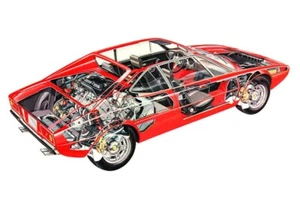A3 Ferrari Dino 200 308 GT4 CutAway Rally Wall Poster Art Picture Print - Picture 1 of 1