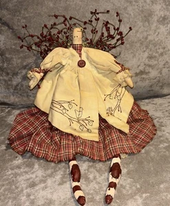 Vintage Tender Heart Treasures 21" Stoff Stoff Stoffpuppe * Garten & Natur rot kariertes Kleid - Bild 1 von 12