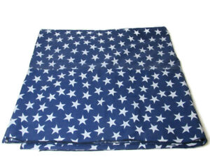 Tablecloth Patriotic Navy Blue White Stars or Picnic Beach Throw 80" square
