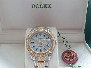 SUPERB 41 MM ROLEX DATEJUST, ICED OUT WITH 20CTS VS1 DIAMONDS, PAPERS AND BOXES
