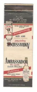 Cubierta de libro de cerillas de colección Ambassador Scotch Whiskey SM-15 - Imagen 1 de 2