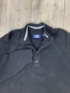 Cutter And Buck Pullover Sweater Black Button Men’s L Long Sleeve Casual - Picture 1 of 5