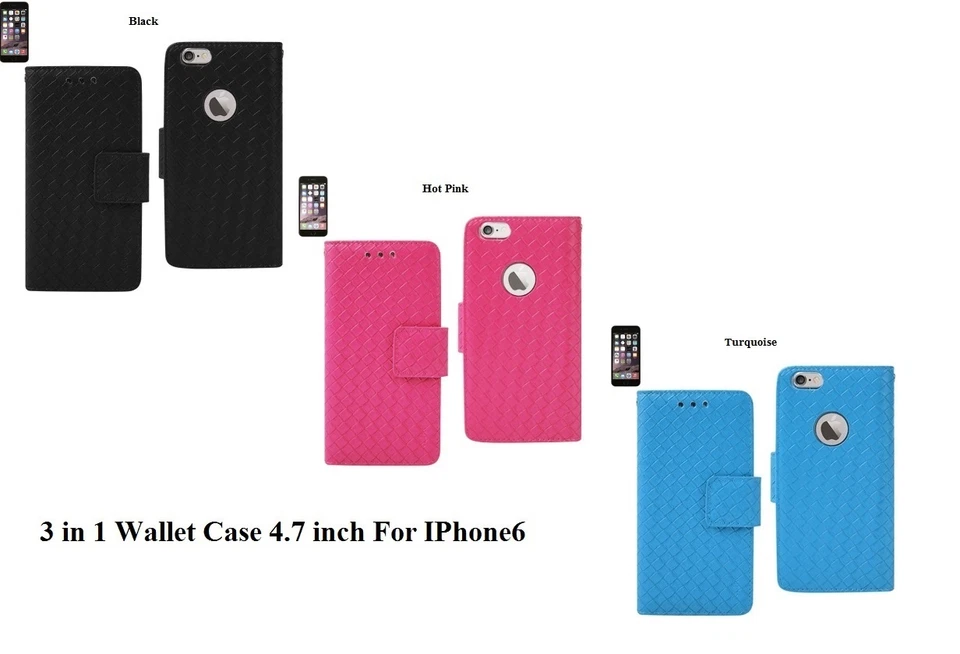REIKO 3 IN 1 BRAIDED PATTERN WALLET CASE FOR iPHONE6  4.7" - Image 1 of 1