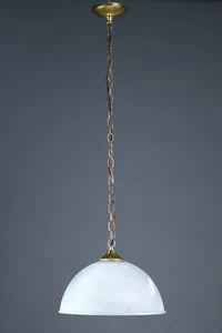 Vintage 15 in. Fluted Frosted Holophane Glass Pendant Light - Picture 1 of 7
