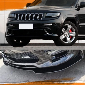 For Jeep Grand Cherokee SRT Gloss Black Front Bumper Lip Splitter Kit 2016-2021  - Picture 1 of 5