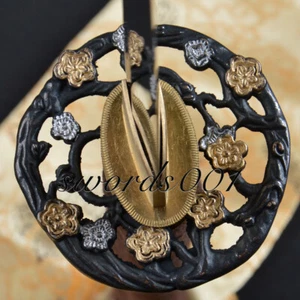 Flowers Painted Zinc Alloy Tsuba Hand Guard For Japanese Samurai Sword Katana - Picture 1 of 5