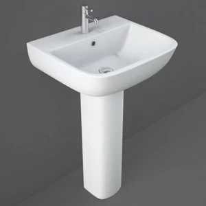 RAK Series 600 Basin and Full Pedestal 520mm Wide - 1 Tap Hole - Picture 1 of 2