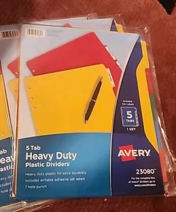 Divisores de pestañas de plástico de alta resistencia para escribir Avery con etiquetas blancas letra de 5 pestañas 23080 - Imagen 1 de 4