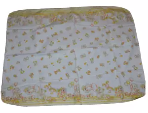 Vintage Baby Blanket Flannel Receiving Rabbit elephant Bear Puppy Yellow - Picture 1 of 3