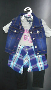 Girls Limited Too $56 Dress Top & Blue Jean Vest W/T Leggings 3PC Set Sizes 4-6x